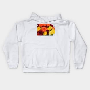 Yellow , red and orange roses Kids Hoodie